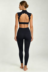 Women's Scalloped Mock Neck Bra And Leggings Yogg Sets