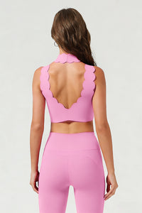 Women's Athletic Petal Mock-Neck Backless Tank Top