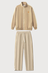 Unisex Stand-Collar Striped Sport Jacket and pants