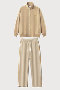 Unisex Stand-Collar Striped Sport Jacket and pants