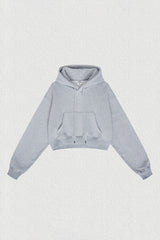Women's velvet thickened cropped hooded sweatshirt