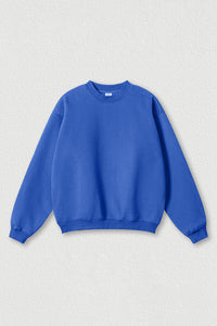 Loose fleece-lined thick round-neck sweatshirt