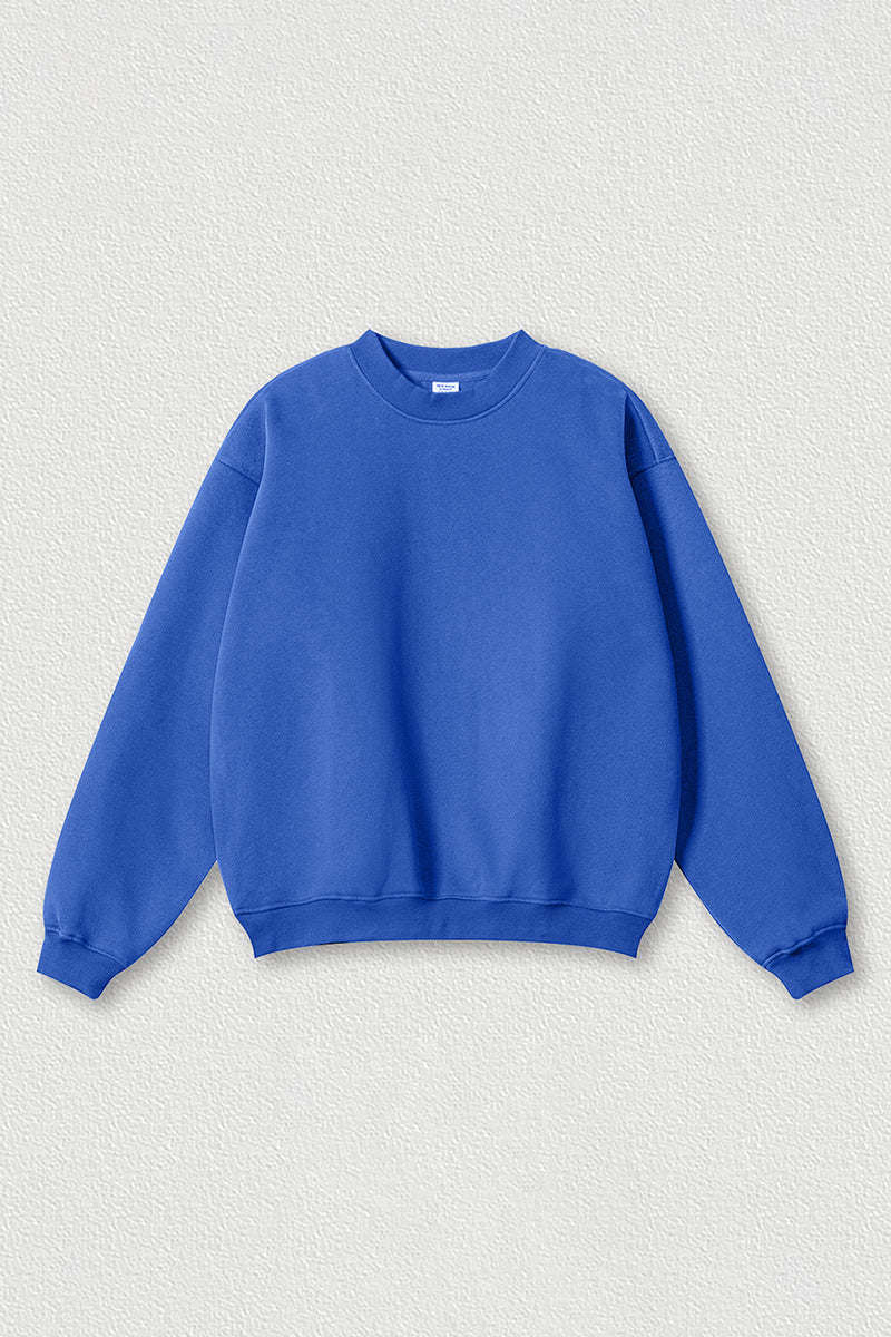 Loose fleece-lined thick round-neck sweatshirt