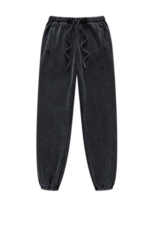 Unisex washed fleece-lined sweatpants