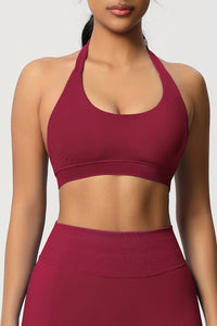 Women Halter Neck Seamless Yoga Sports Bra - Breathable Support Top