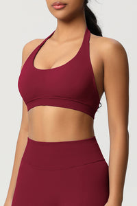 Women Halter Neck Seamless Yoga Sports Bra - Breathable Support Top