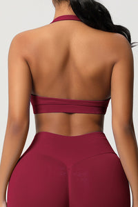 Women Halter Neck Seamless Yoga Sports Bra - Breathable Support Top