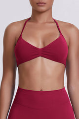 Women Halter Neck Seamless Sports Bra - Breathable Backless Yoga Top