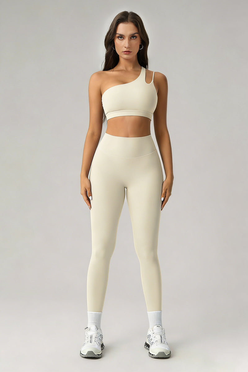 Women's Summer Set:One-Shoulder Bra And High-Waiste Leggings