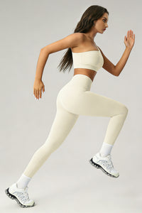 Women's Summer Set:One-Shoulder Bra And High-Waiste Leggings