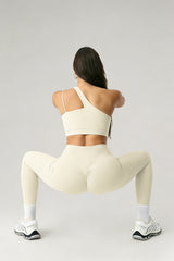 Women's Summer Set:One-Shoulder Bra And High-Waiste Leggings