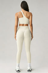 Women's Summer Set:One-Shoulder Bra And High-Waiste Leggings