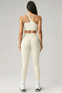 Women's Summer Set:One-Shoulder Bra And High-Waiste Leggings