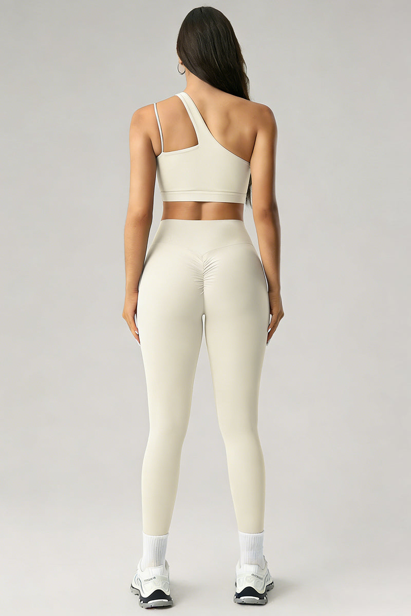 Women's Summer Set:One-Shoulder Bra And High-Waiste Leggings