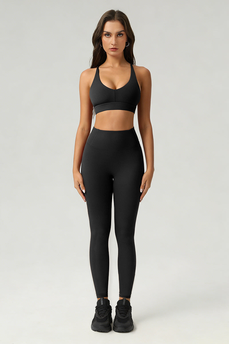 Women's Summer Sports Set:Cross Back Bra And Leggings