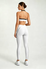 Women's Halter Twist Color-Block Sports Bra & Leggings Set