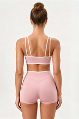 Women's U-Neck Color Clash Bra And Shorts Two Piece Sets