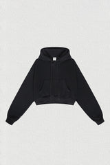 Women's velvet thickened cropped hooded sweatshirt