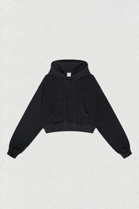 Women's velvet thickened cropped hooded sweatshirt