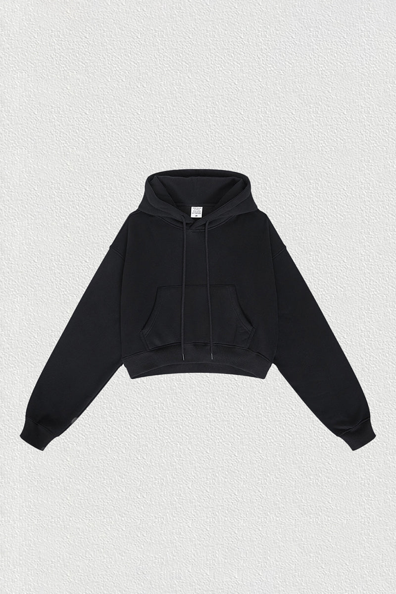 Women's velvet thickened cropped hooded sweatshirt