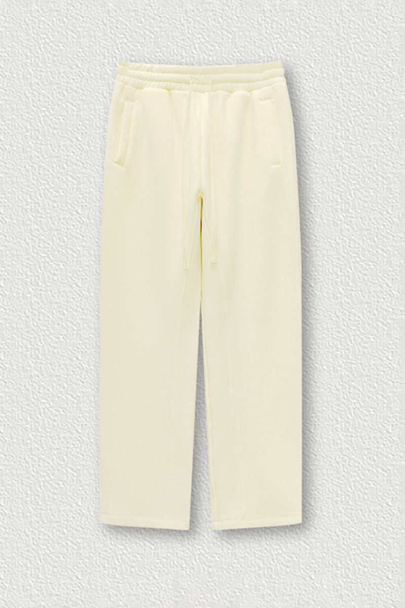 Solid Color Fleece-Lined Sweatpants - Winter Thermal Straight Leg Pants