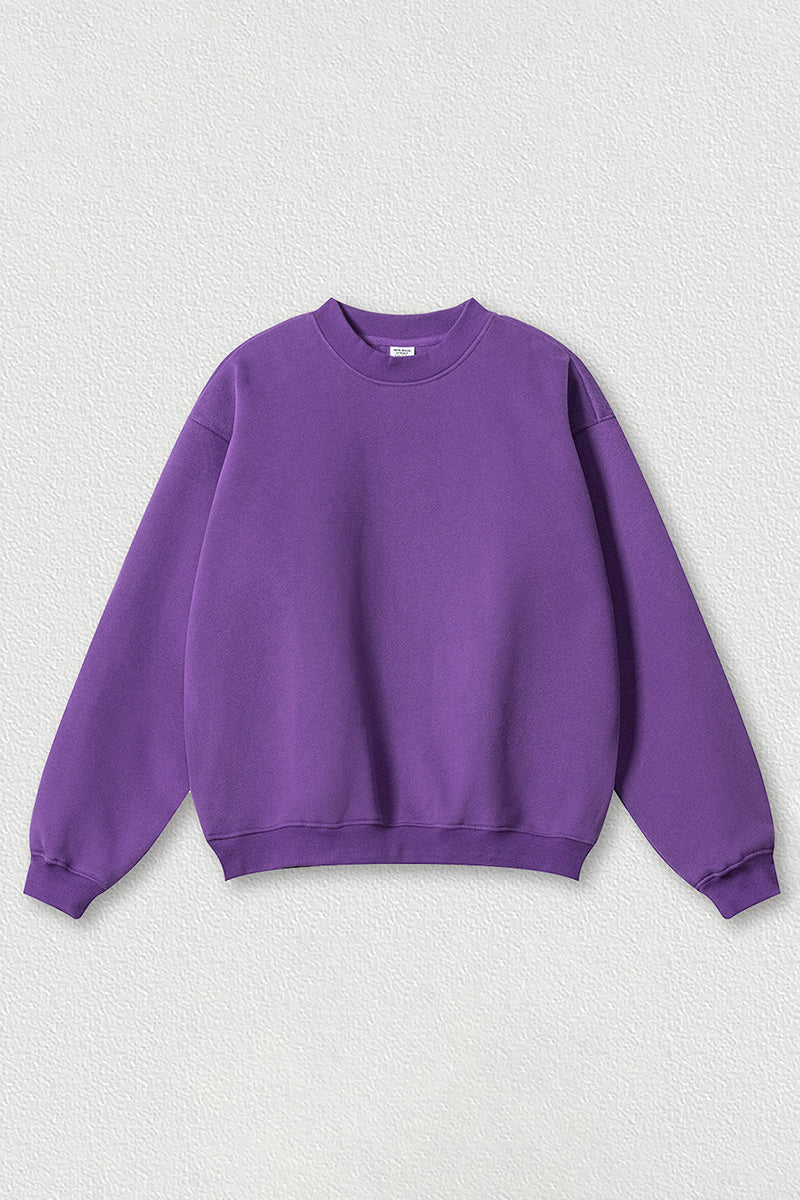 Loose fleece-lined thick round-neck sweatshirt