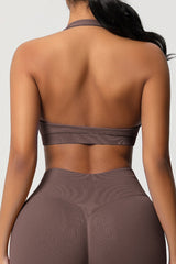 Women Halter Neck Seamless Yoga Sports Bra - Breathable Support Top