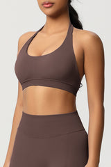 Women Halter Neck Seamless Yoga Sports Bra - Breathable Support Top