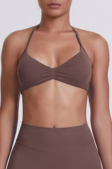 Women Halter Neck Seamless Sports Bra - Breathable Backless Yoga Top