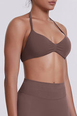 Women Halter Neck Seamless Sports Bra - Breathable Backless Yoga Top