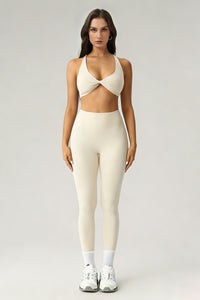 Women's Athletic Sets:Twist-Front Cross Back Bra And Legging