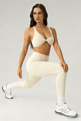 Women's Athletic Sets:Twist-Front Cross Back Bra And Legging