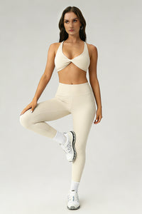 Women's Athletic Sets:Twist-Front Cross Back Bra And Legging
