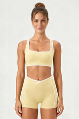 Women's U-Neck Color Clash Bra And Shorts Two Piece Sets