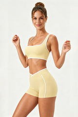 Women's U-Neck Color Clash Bra And Shorts Two Piece Sets