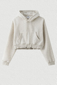 Women's velvet thickened cropped hooded sweatshirt