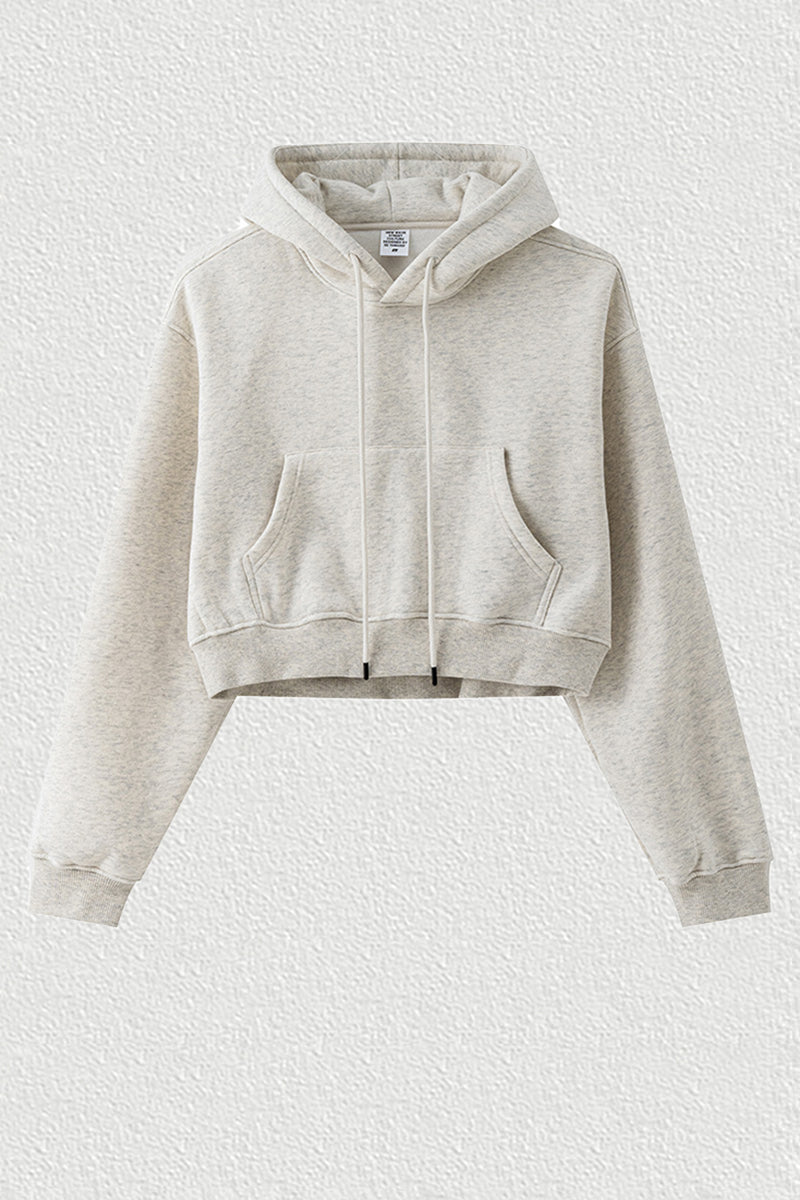 Women's velvet thickened cropped hooded sweatshirt
