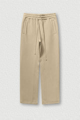 Solid Color Fleece-Lined Sweatpants - Winter Thermal Straight Leg Pants