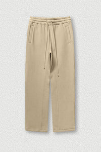 Solid Color Fleece-Lined Sweatpants - Winter Thermal Straight Leg Pants