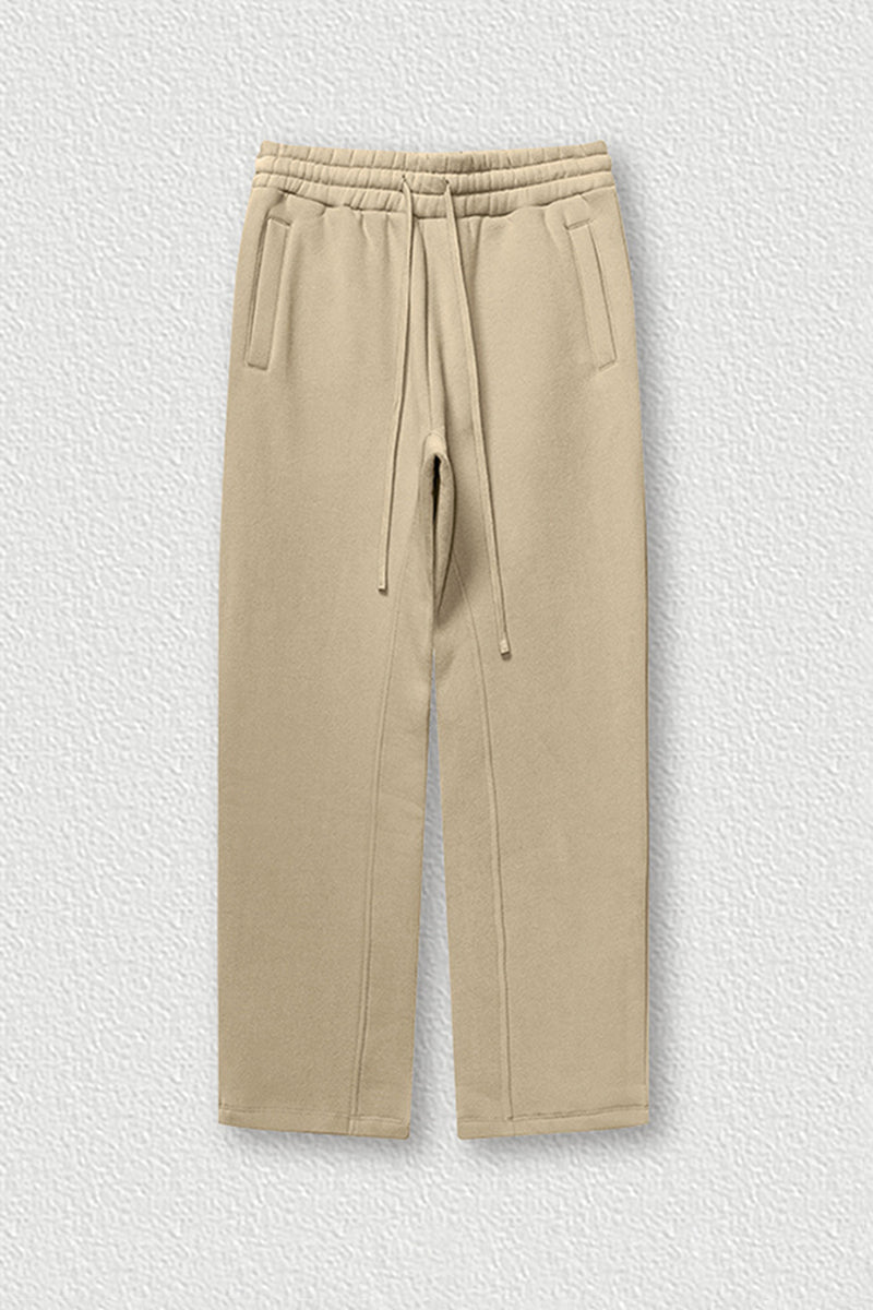 Solid Color Fleece-Lined Sweatpants - Winter Thermal Straight Leg Pants