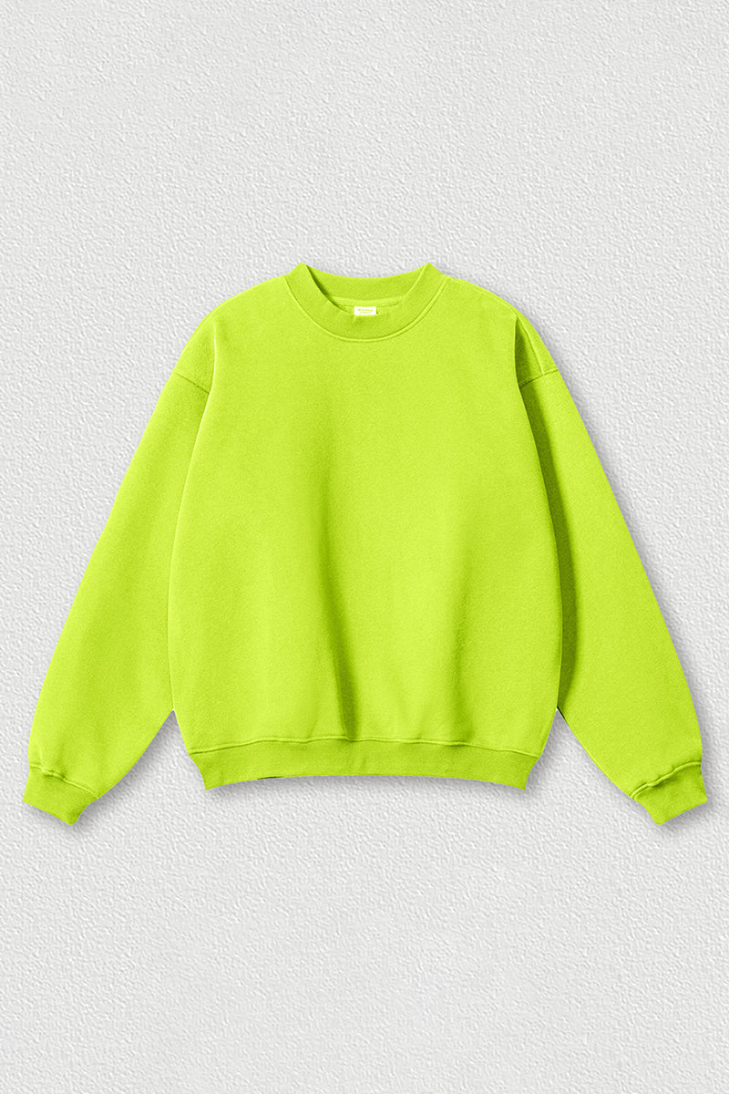 Loose fleece-lined thick round-neck sweatshirt