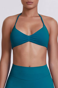 Women Halter Neck Seamless Sports Bra - Breathable Backless Yoga Top