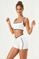 Women's U-Neck Color Clash Bra And Shorts Two Piece Sets