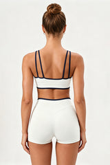 Women's U-Neck Color Clash Bra And Shorts Two Piece Sets