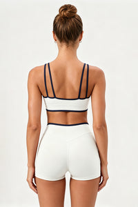 Women's U-Neck Color Clash Bra And Shorts Two Piece Sets