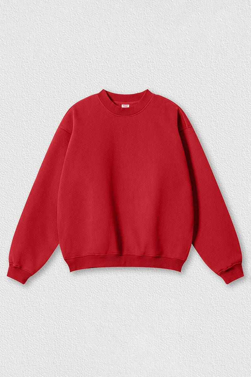 Loose fleece-lined thick round-neck sweatshirt