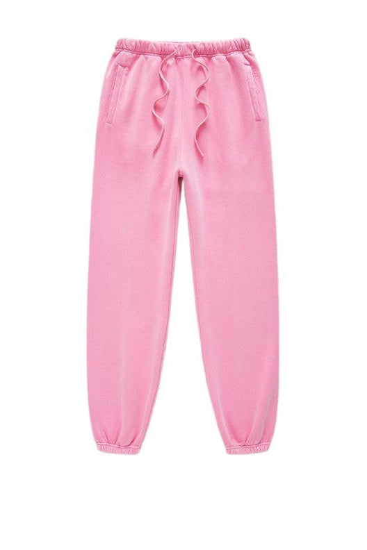 Unisex washed fleece-lined sweatpants