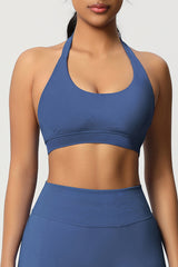 Women Halter Neck Seamless Yoga Sports Bra - Breathable Support Top
