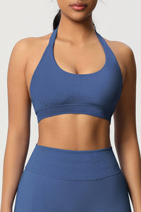 Women Halter Neck Seamless Yoga Sports Bra - Breathable Support Top