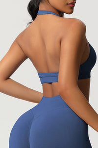 Women Halter Neck Seamless Yoga Sports Bra - Breathable Support Top
